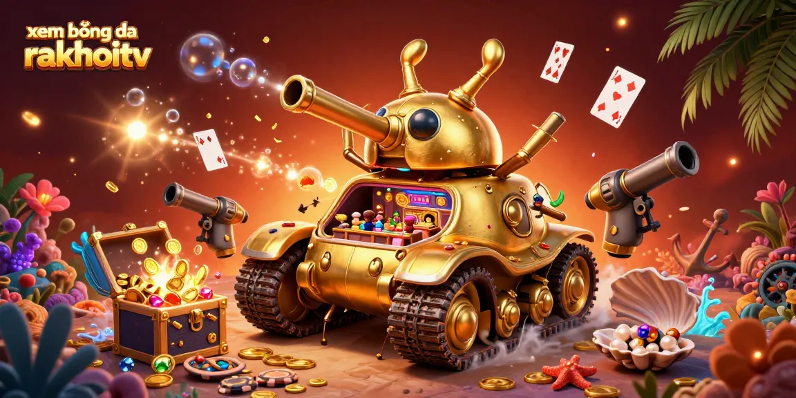 xem bóng đá rakhoitv showcases a massive golden beetle tank revealing a miniature casino with lively action elements.