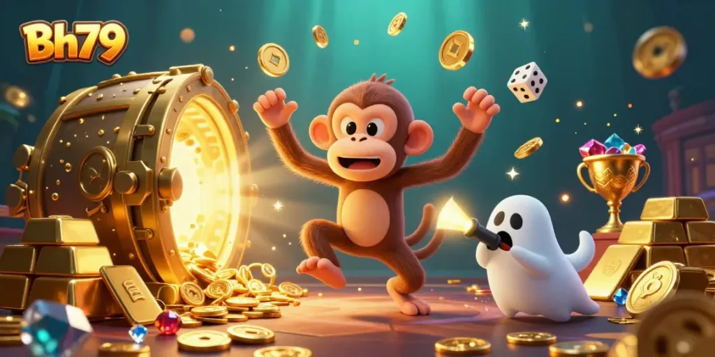 Experience the excitement of Bh79 in a haunted casino scene with ghostly characters and golden rewards.
