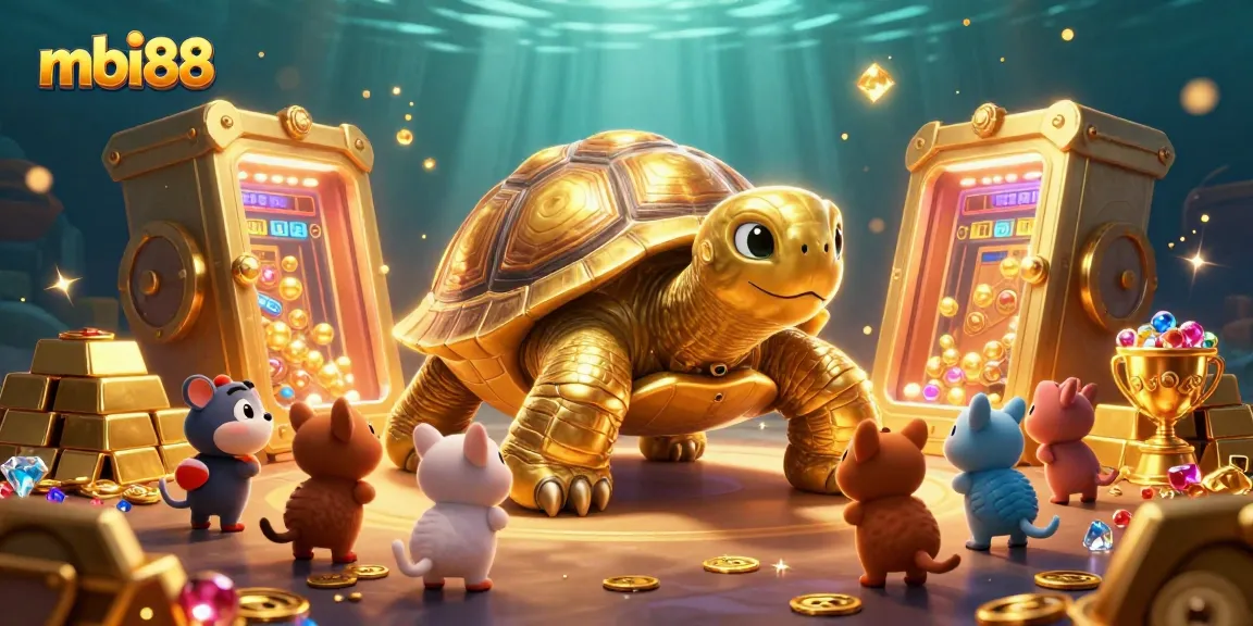 Experience thrilling gaming adventures with mbi88's vibrant casino illustration filled with treasures.
